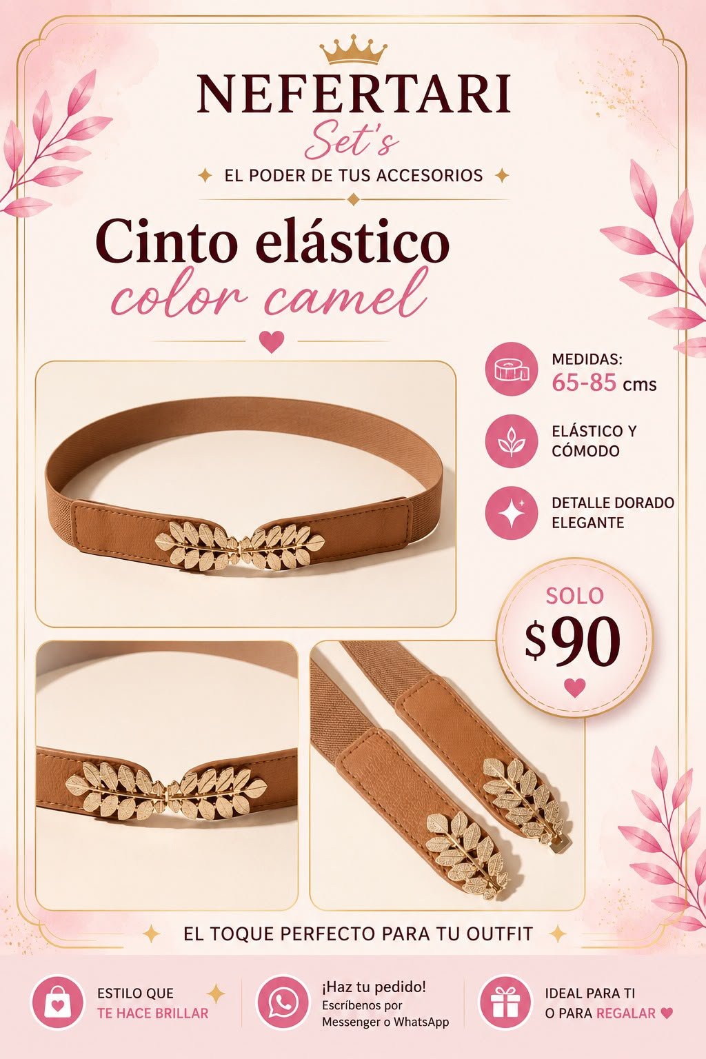 Cinturón Elástico color Camel