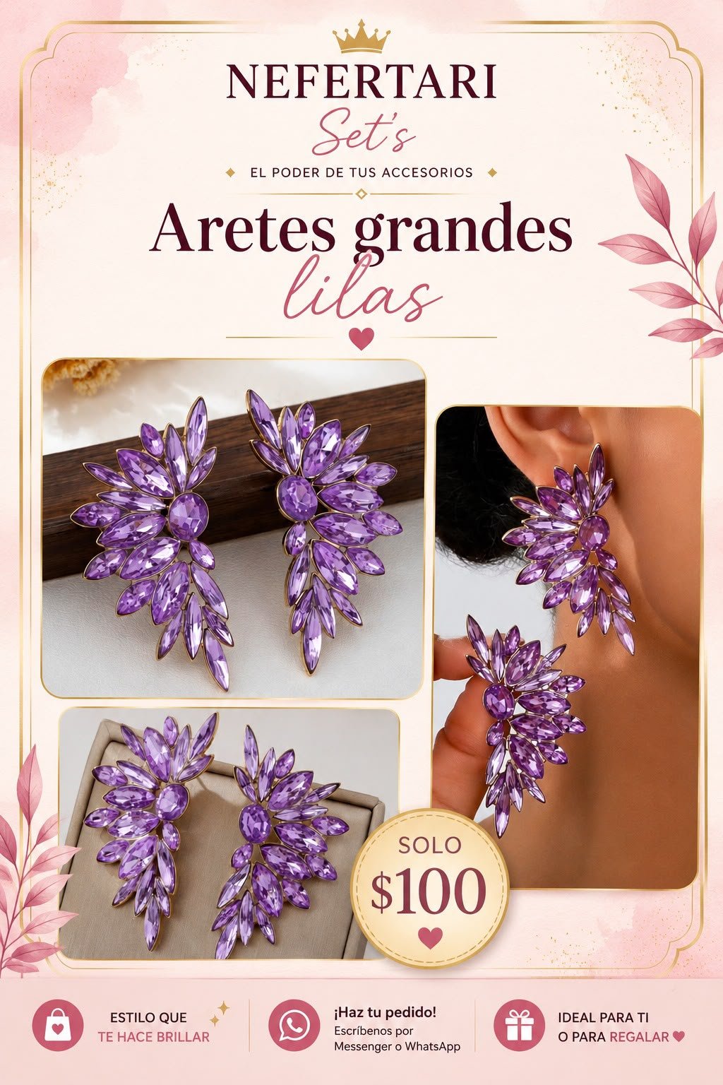 Aretes Grandes color Lila