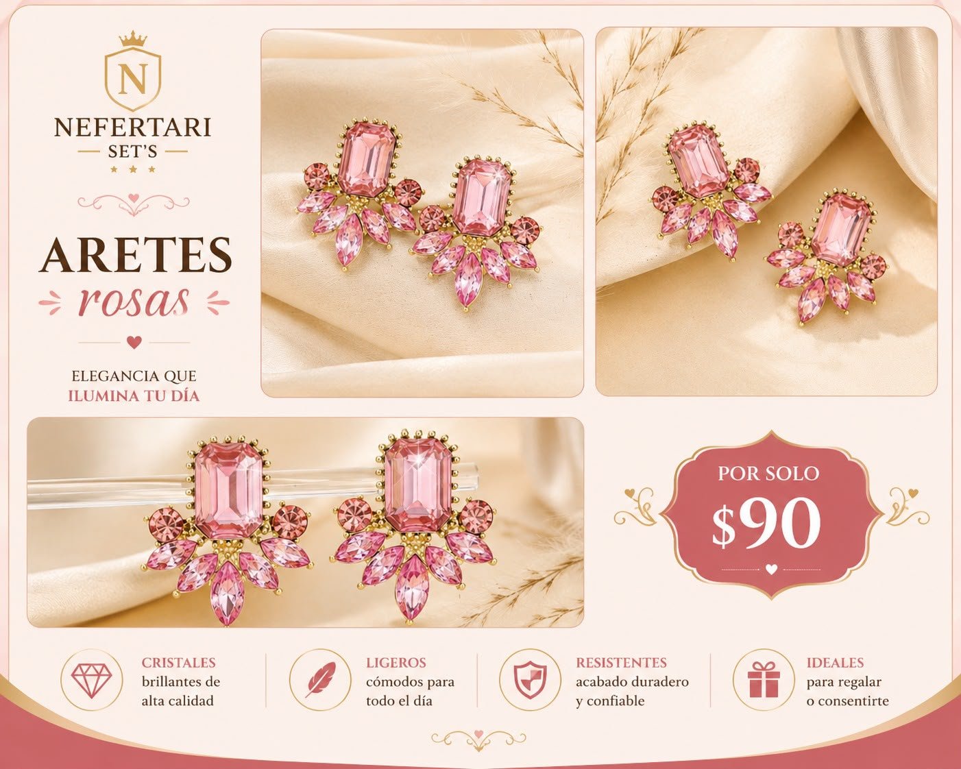 Aretes de piedras Rosas